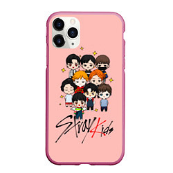 Чехол iPhone 11 Pro матовый Stray Kids, цвет: 3D-малиновый