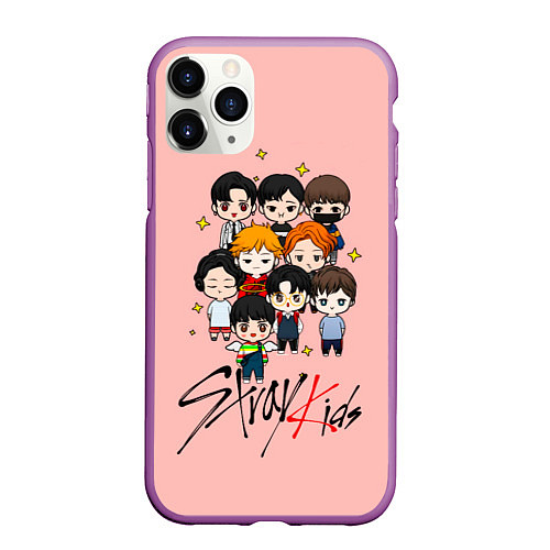 Чехол iPhone 11 Pro матовый Stray Kids / 3D-Фиолетовый – фото 1