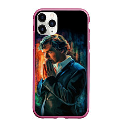 Чехол iPhone 11 Pro матовый Sherlock, цвет: 3D-малиновый