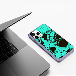 Чехол iPhone 11 Pro матовый Neon skull, цвет: 3D-светло-сиреневый — фото 2