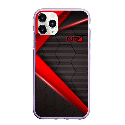 Чехол iPhone 11 Pro матовый Mass Effect N7 / 3D-Светло-сиреневый – фото 1