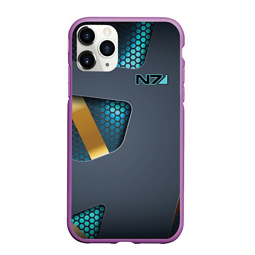 Чехол iPhone 11 Pro матовый Mass Effect N7 / 3D-Фиолетовый – фото 1