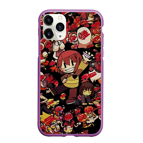 Чехол iPhone 11 Pro матовый UNDERTALE CHARA / 3D-Фиолетовый – фото 1