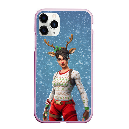 Чехол iPhone 11 Pro матовый Fortnite / 3D-Розовый – фото 1