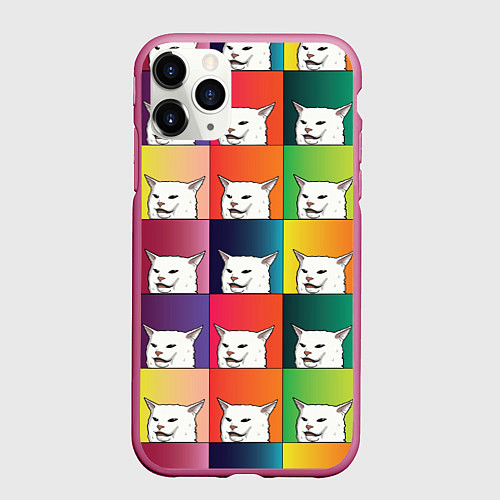 Чехол iPhone 11 Pro матовый Woman Yelling at Cat / 3D-Малиновый – фото 1