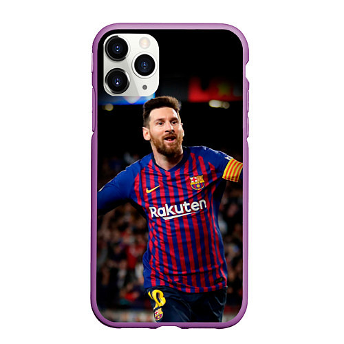 Чехол iPhone 11 Pro матовый Месси / 3D-Фиолетовый – фото 1