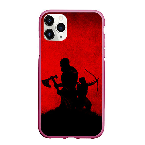 Чехол iPhone 11 Pro матовый God of War / 3D-Малиновый – фото 1