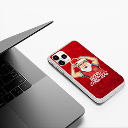 Чехол iPhone 11 Pro матовый Новогодний Дзюба Russia, цвет: 3D-белый — фото 2
