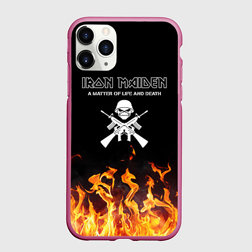 Чехол iPhone 11 Pro матовый Iron Maiden / 3D-Малиновый – фото 1