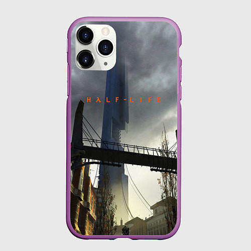 Чехол iPhone 11 Pro матовый HALF LIFE / 3D-Фиолетовый – фото 1
