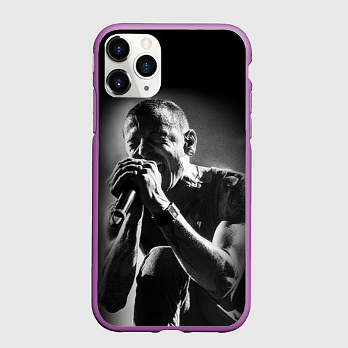 Чехол iPhone 11 Pro матовый Chester Bennington Linkin Park / 3D-Фиолетовый – фото 1
