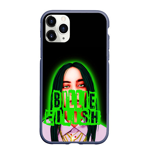 Чехол iPhone 11 Pro матовый Билли Айлиш на спине / 3D-Серый – фото 1