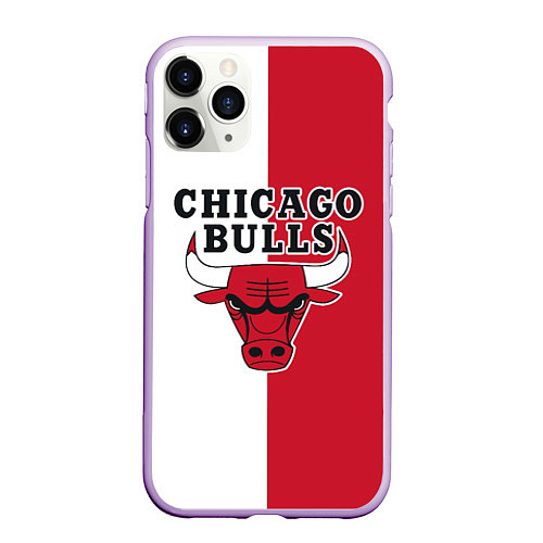 Чехол iPhone 11 Pro матовый CHICAGO BULLS / 3D-Сиреневый – фото 1