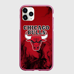 Чехол iPhone 11 Pro матовый CHICAGO BULLS, цвет: 3D-малиновый