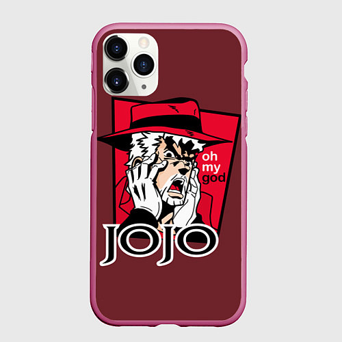 Чехол iPhone 11 Pro матовый Приключения ДжоДжо / 3D-Малиновый – фото 1