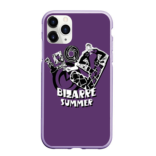 Чехол iPhone 11 Pro матовый ДжоДжо Bizarre summer / 3D-Светло-сиреневый – фото 1