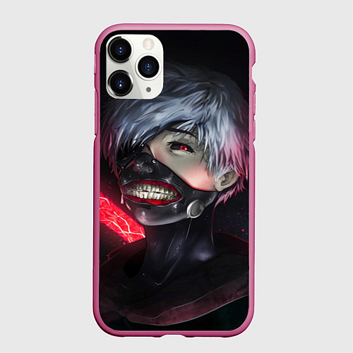 Чехол iPhone 11 Pro матовый Токийский Гуль / 3D-Малиновый – фото 1