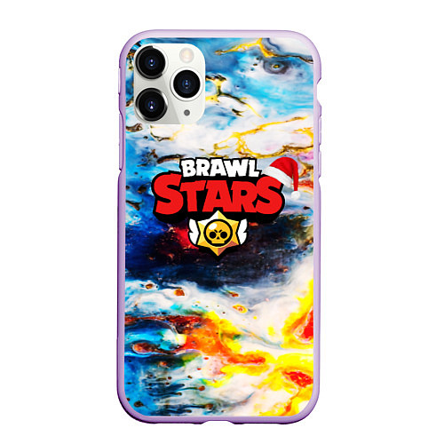 Чехол iPhone 11 Pro матовый BRAWL STARS / 3D-Сиреневый – фото 1