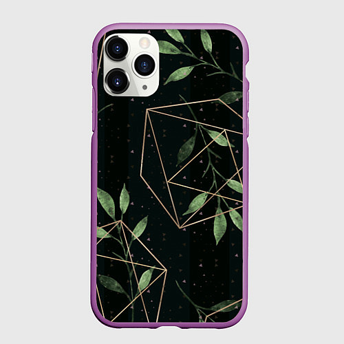 Чехол iPhone 11 Pro матовый Геометрия в природе / 3D-Фиолетовый – фото 1