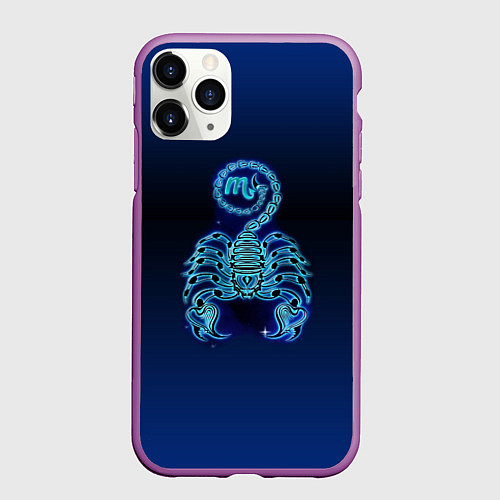Чехол iPhone 11 Pro матовый Знаки Зодиака Скорпион / 3D-Фиолетовый – фото 1
