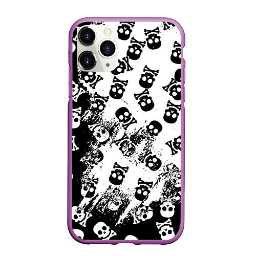 Чехол iPhone 11 Pro матовый Черепа / 3D-Фиолетовый – фото 1