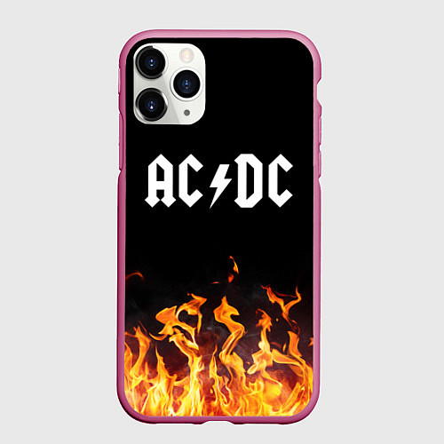 Чехол iPhone 11 Pro матовый AC DC / 3D-Малиновый – фото 1