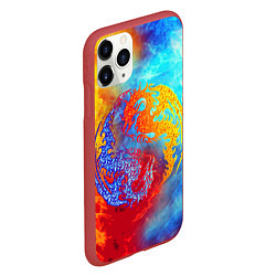 Чехол iPhone 11 Pro матовый Битва огней x Драконы, цвет: 3D-красный — фото 2
