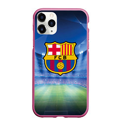 Чехол iPhone 11 Pro матовый FC Barcelona, цвет: 3D-малиновый