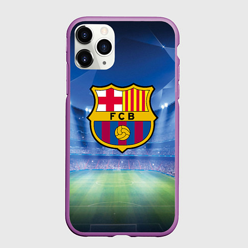 Чехол iPhone 11 Pro матовый FC Barcelona / 3D-Фиолетовый – фото 1
