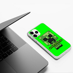 Чехол iPhone 11 Pro матовый MINECRAFT CREEPER, цвет: 3D-белый — фото 2