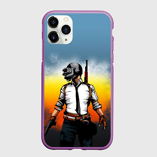 Чехол iPhone 11 Pro матовый PUBG / 3D-Фиолетовый – фото 1