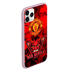 Чехол iPhone 11 Pro матовый Manchester United, цвет: 3D-розовый — фото 2