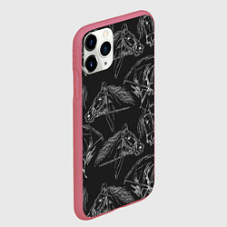 Чехол iPhone 11 Pro матовый Кони, цвет: 3D-малиновый — фото 2