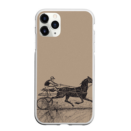 Чехол iPhone 11 Pro матовый Лошадь с колесницей / 3D-Белый – фото 1