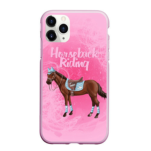 Чехол iPhone 11 Pro матовый Horseback Rading / 3D-Розовый – фото 1