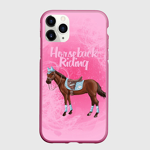 Чехол iPhone 11 Pro матовый Horseback Rading / 3D-Малиновый – фото 1