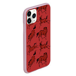 Чехол iPhone 11 Pro матовый Красные кони, цвет: 3D-розовый — фото 2