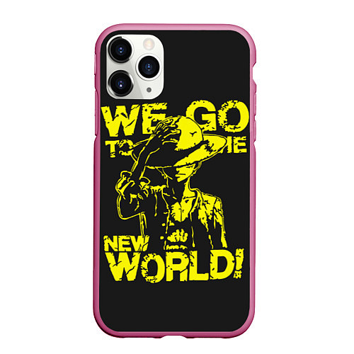 Чехол iPhone 11 Pro матовый One Piece We Go World / 3D-Малиновый – фото 1