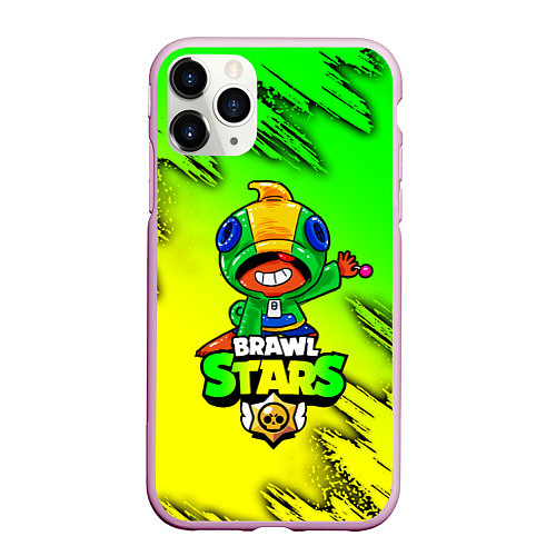 Чехол iPhone 11 Pro матовый Brawl Stars LEON / 3D-Розовый – фото 1