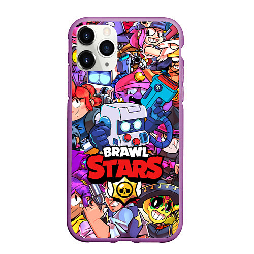 Чехол iPhone 11 Pro матовый BRAWL STARS 8-BIT / 3D-Фиолетовый – фото 1