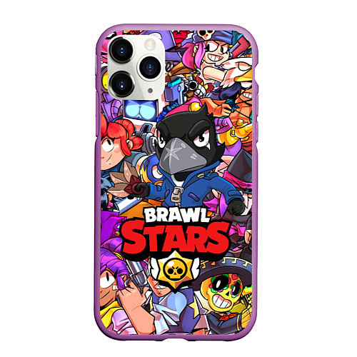 Чехол iPhone 11 Pro матовый BRAWL STARS CROW / 3D-Фиолетовый – фото 1