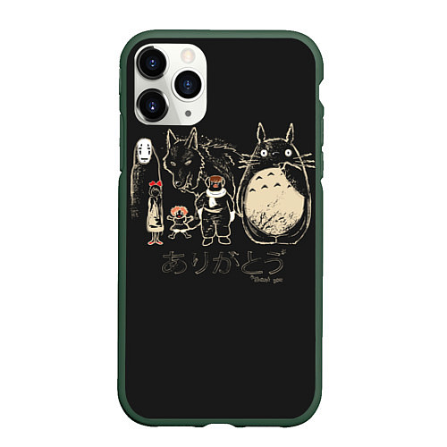 Чехол iPhone 11 Pro матовый My Neighbor Totoro / 3D-Темно-зеленый – фото 1