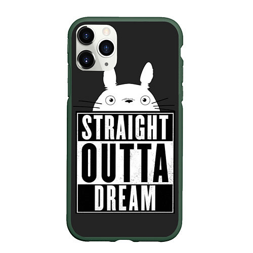 Чехол iPhone 11 Pro матовый Тоторо Straight outta dream / 3D-Темно-зеленый – фото 1