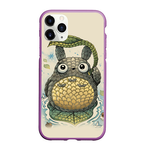Чехол iPhone 11 Pro матовый My Neighbor Totoro / 3D-Фиолетовый – фото 1