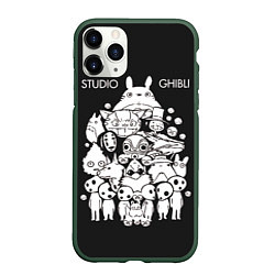Чехол iPhone 11 Pro матовый Мой сосед Тоторо Studio Ghibli, цвет: 3D-темно-зеленый