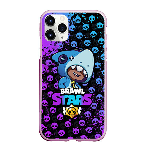 Чехол iPhone 11 Pro матовый Brawl Stars LEON SHARK / 3D-Розовый – фото 1