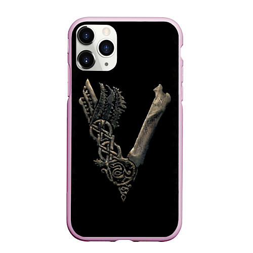 Чехол iPhone 11 Pro матовый Vikings bones logo / 3D-Розовый – фото 1