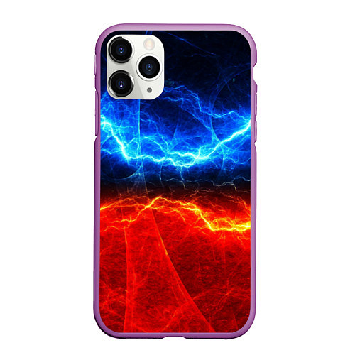 Чехол iPhone 11 Pro матовый Лёд и огонь / 3D-Фиолетовый – фото 1