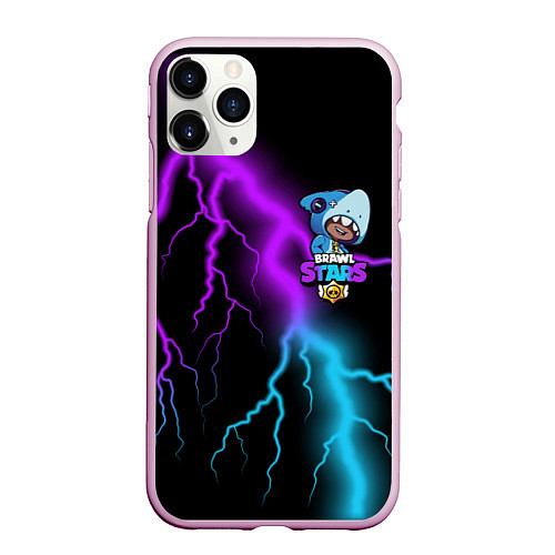 Чехол iPhone 11 Pro матовый Brawl Stars LEON SHARK / 3D-Розовый – фото 1