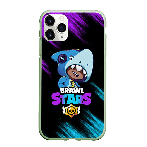 Чехол iPhone 11 Pro матовый Brawl Stars LEON SHARK / 3D-Салатовый – фото 1